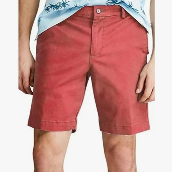 Chaps Ralph Lauren Flat Front 9" Chino Shorts Men Size: 36 Color: Red Cotton NWT - Picture 7 of 14